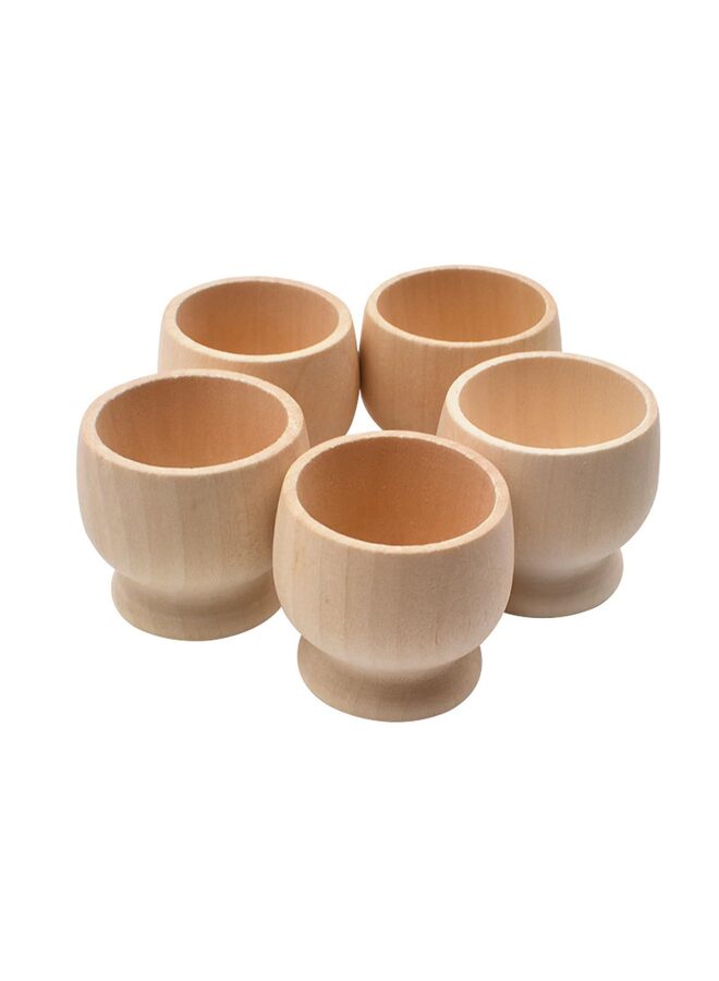 يُسلِّم ٥ قطع من أكواب البيض، طقم أكواب بيض خشبية - حامل بيض مسلوق، كوب بيض عيد الفصح، ديكور خشبي غير مكتمل يمكنك صنعه بنفسك، فنون وحرف يدوية للأطفال، لعبة عيد الفصح، حامل بيض خشبي للشاطئ - Image 1